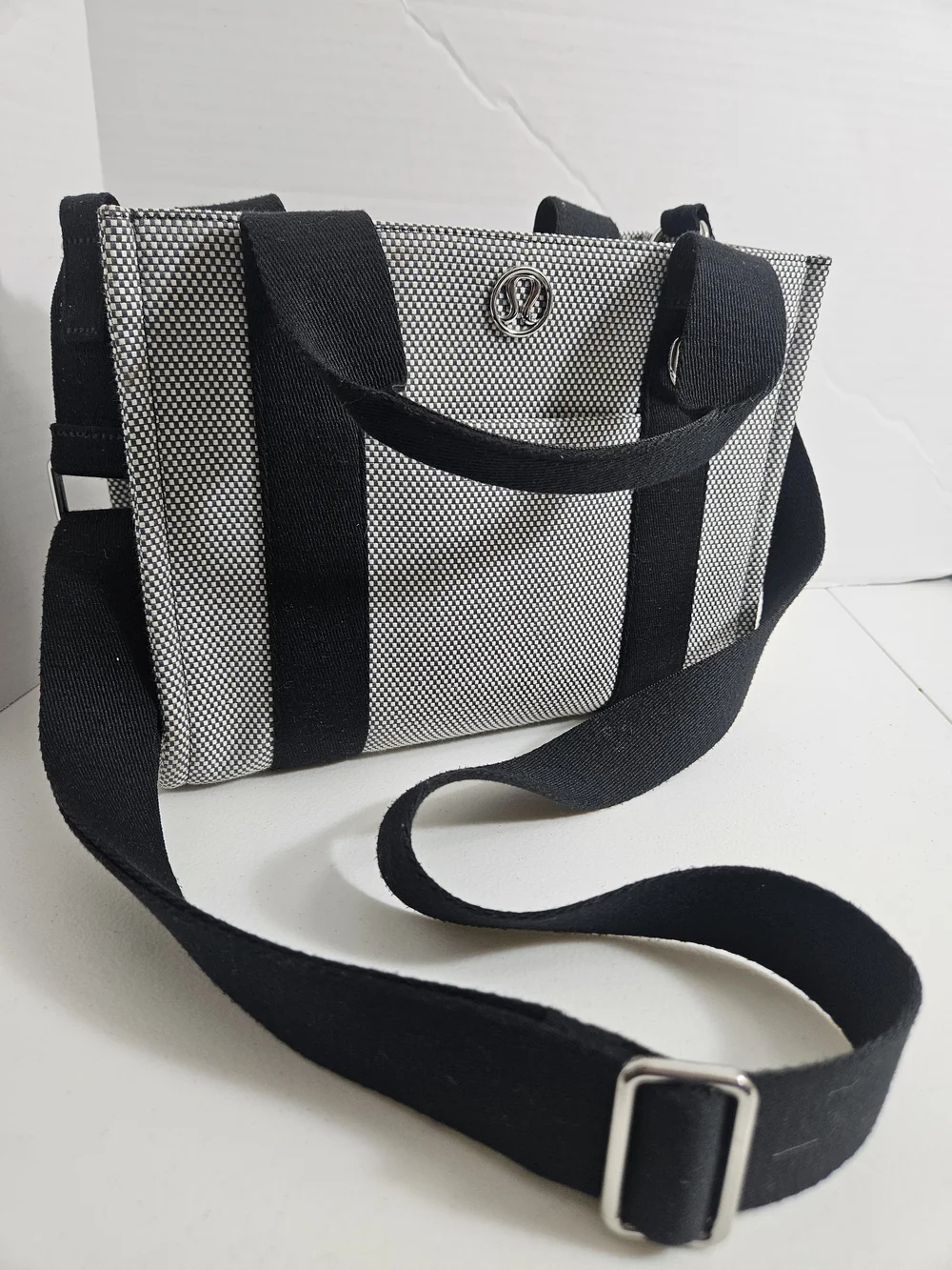 lululemon athletica Black & White Canvas Tote with Strap